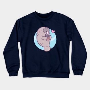 Cute Manatee Loves Drinking Boba Tea Crewneck Sweatshirt